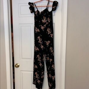 Floral Black Jumpsuit Wild Fable
